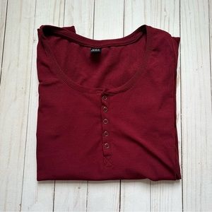 Shein Red Long Sleeve Henley